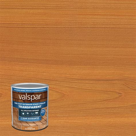 Valspar Pre-Tinted Cedar Naturaltone Transparent Exterior Stain and ...