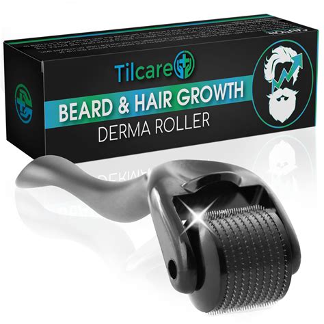 Buy Beard and Hair Growth Derma Roller by Tilcare - Sterile Titanium Derma Roller 0.25mm for Men ...