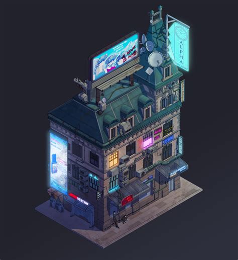 ArtStation - Cyberpunk building, Nikita Gritsun | Cyberpunk building ...