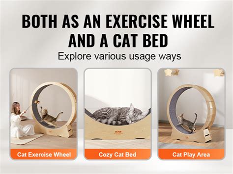 VEVOR Cat Exercise Wheel, Large Cat Treadmill Wheel for Indoor Cats, 52 inch Cat Running Wheel ...