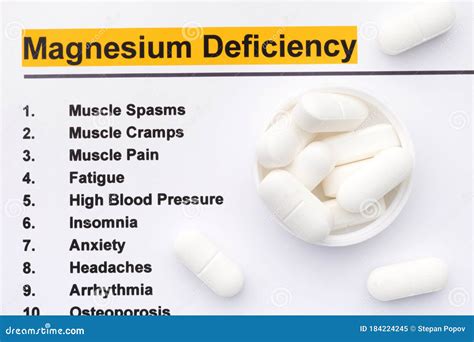 Magnesium Deficiency and Magnesium Pills. Stock Image - Image of cramps ...