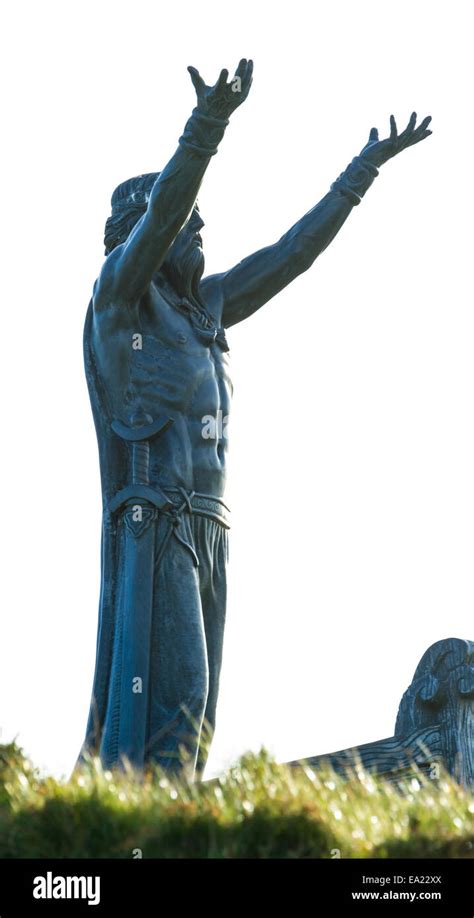 Statue of Manannan Mac Lir at Binevenagh, Bishops Road, Castlerock Co Derry Northern Ireland ...