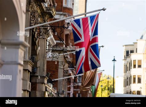 British flag waving in the wind in London, England (UK Stock Photo - Alamy