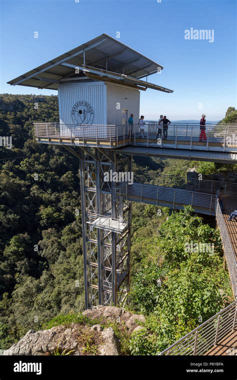 Tourists at the Graskop gorge lift company's vertical lift into the ...