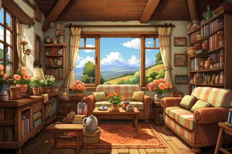 Premium Photo | Design of a living room in cartoon style