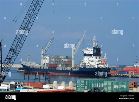 Container ships in port area Lattakia Syria Middle East Stock Photo - Alamy