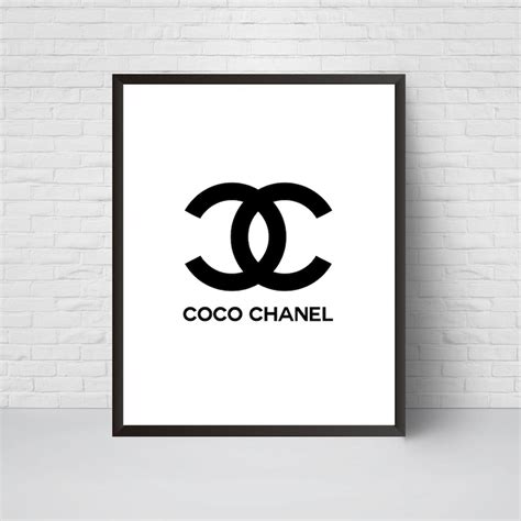 Coco Chanel Logo Print Black and White Chanel Wall Art | Etsy