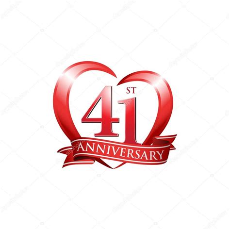 41st anniversary logo red heart — Stock Vector © ariefpro #86351588 | Anniversary, 41st ...