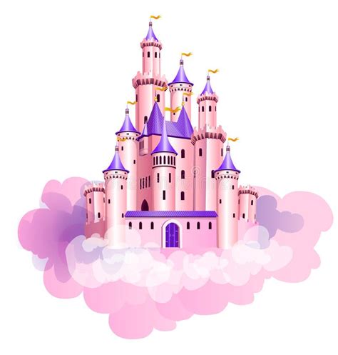 Pink princess castle. stock vector. Illustration of ethereal - 84349625 | Disney princess castle ...