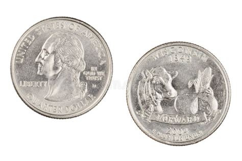 Wisconsin 2004d State Commemorative Quarter Isolated on a White Background Stock Image - Image ...