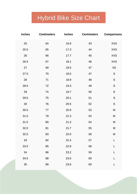 Free Hybrid Bike Size Chart - PDF | Template.net