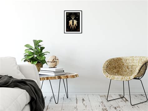 Gemini Star Sign Print Zodiac Wall Art Gold & Black Mystical Zodiac Art ...