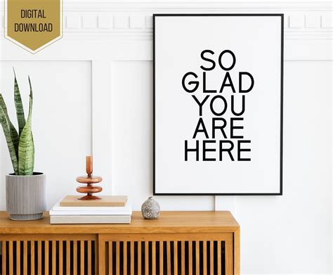 So Glad You Are Here Printable Wall Art Simple Typography - Etsy