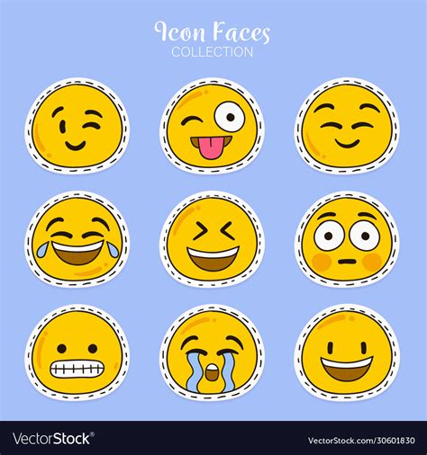 Variety emoji faces set Royalty Free Vector Image