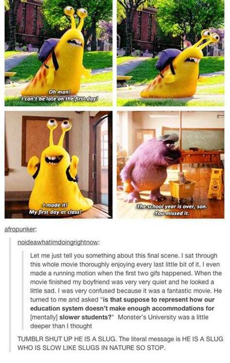 Monster's University reflections | Disney memes, Tumblr funny, Disney funny