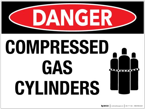 Danger: Compressed Gas Cylinders - Wall Sign - PHS Safety