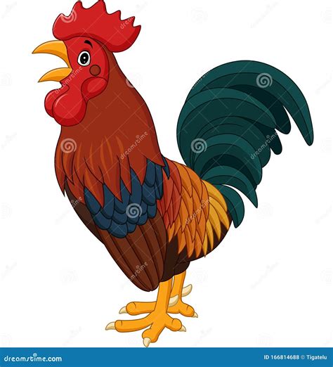 Cartoon Rooster Crowing Isolated on White Background Stock Vector - Illustration of cheerful ...