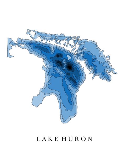 Lake Huron Depth Map Graphic Print Great Lakes Great Lakes | Etsy