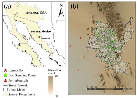 (a) Location of Hermosillo within the state of Sonora. (b) Location map ...