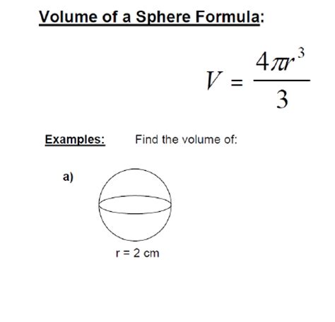 Volume Formula Sphere