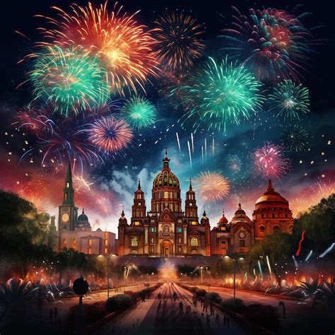 Premium AI Image | Mexican Independence day fireworks celebration Image ...