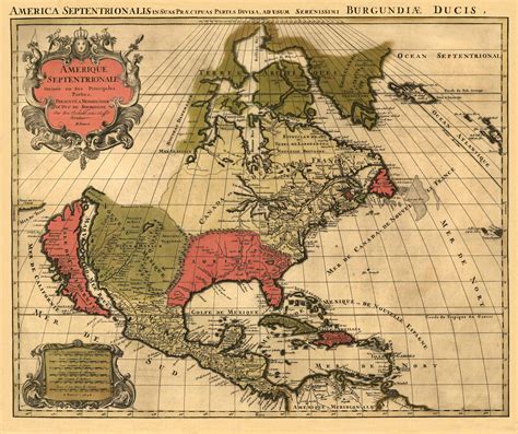 Old map of North America and Central America - Art Source International