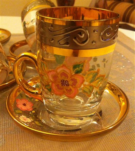 Painted glass tea cup and saucer | Glass tea cups, Glass painting, Glass tea