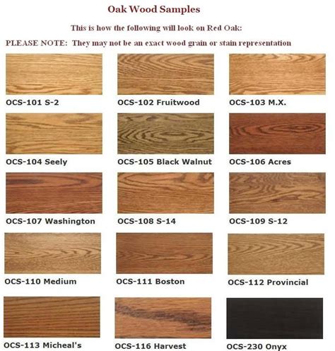 Oak Wood Stain Colors