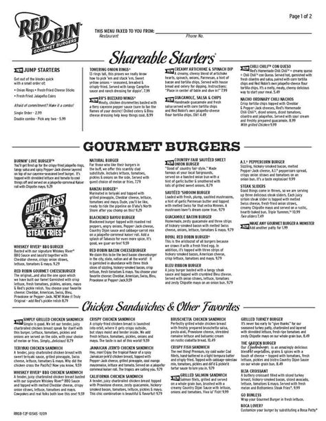 Red Robin Gourmet Burgers Menu - Urbanspoon/Zomato