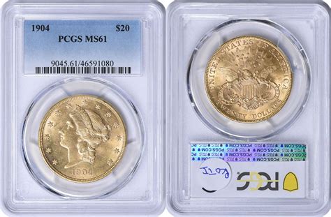 US Twenty Dollar 1904 No Mint Mark 1904 $20 Gold Liberty Head MS61 PCGS None | MA-Shops