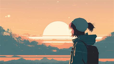 Lofi Girl Watching Sunset Live Wallpaper - MoeWalls