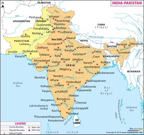 Map of India and Pakistan showing location of india and pakistan, india ...