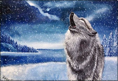 Snow Wolf Painting by Peggy Garr