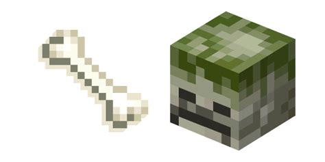 Minecraft Mossy Skeleton and Bone cursor – Custom Cursor