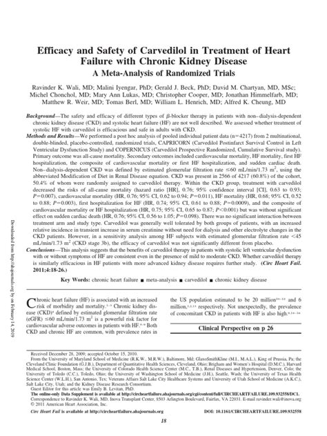 Efficacy and Safety of Carvedilol in Treatment of Heart Failure With ...