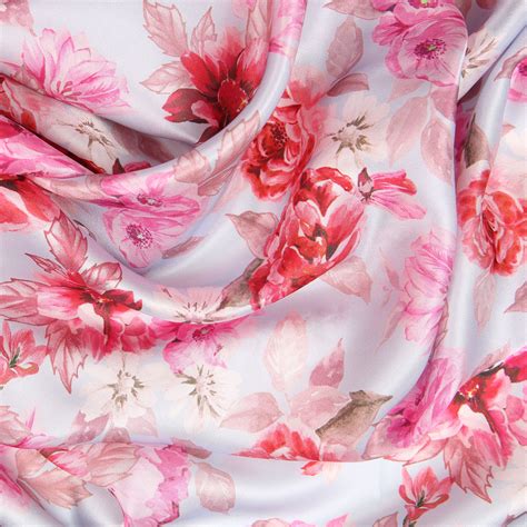 Pink Flower Silk Satin Mix - Bloomsbury Square Dressmaking Fabric
