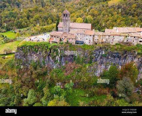 Aerial view of Castellfollit de la Roca, Catalonia, Spain Stock Photo ...