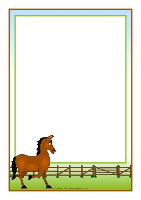 Horse-Themed A4 Page Borders (SB7326) - SparkleBox Borders And Frames, Borders For Paper, Clip ...