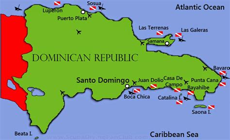 Best Beach Dominican Republic Map | Map of Atlantic Ocean Area