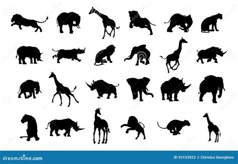 African Safari Animal Silhouettes Stock Vector - Illustration of ...