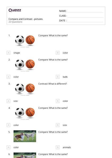 50+ Compare and Contrast worksheets on Quizizz | Free & Printable