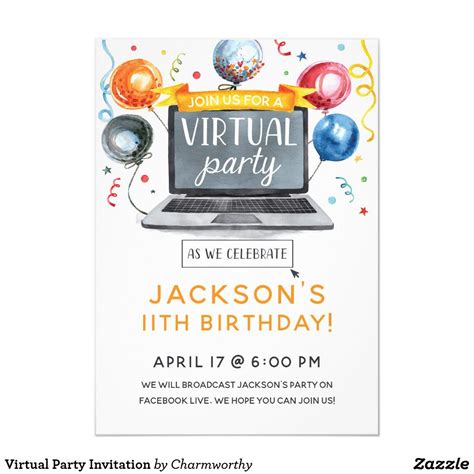 Virtual Party Invitation | Zazzle | Party invitations, Invitations, Virtual party