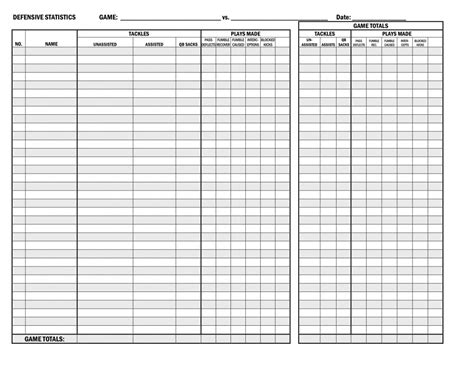 Printable Football Stat Sheets