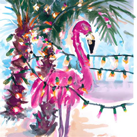 Pink Flamingo with Christmas Lights · Creative Fabrica