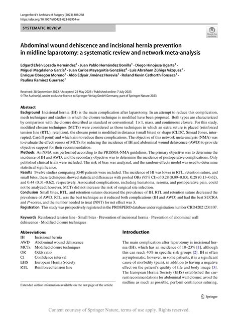 Abdominal wound dehiscence and incisional hernia prevention in midline ...