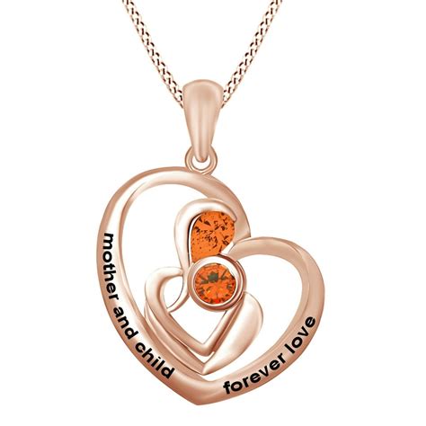 Jewel Zone US - Mother's Day Jewelry Gifts Personalized Engrave Simulated Citrine Mom Child Love ...