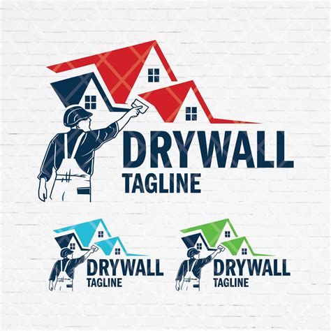 Drywall Logo, Custom Logo Design, Drywall Personalized Logo Design, Home Improvement Logo, House ...