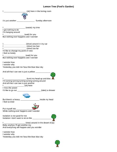 Song Worksheet: Lemon Tree