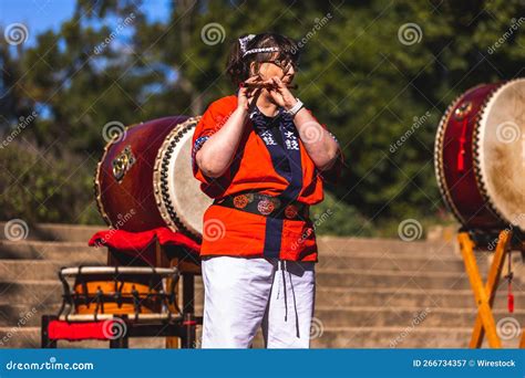 Performer Playing on Fipple Flute at the Fort Worth Japanese Gardens ...