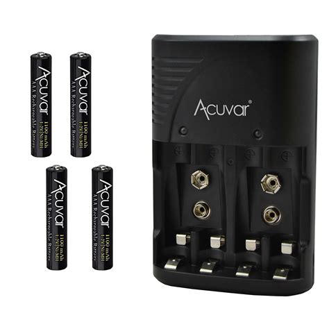 4 Acuvar AAA Rechargeable Batteries + Acuvar 3 in 1 Battery Charger for ...